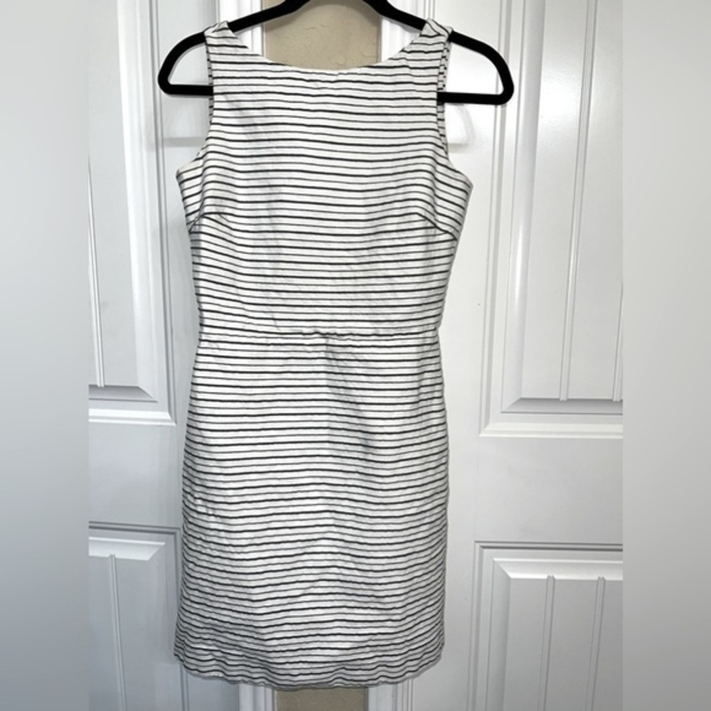 Massimo Dutti Sleeveless Striped White Shift Lined Dress